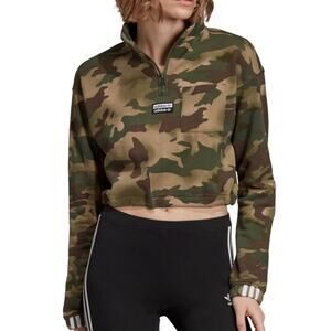 Adidas Originals Vocal Aop 1/2 Zip Cropped Camo green Women's sweatshirt size S